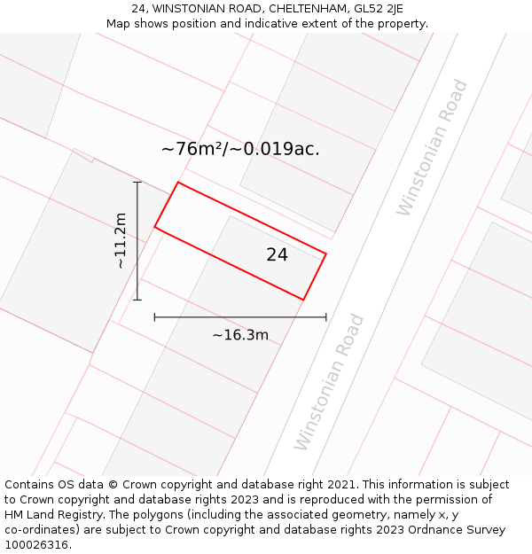 24, WINSTONIAN ROAD, CHELTENHAM, GL52 2JE: Plot and title map
