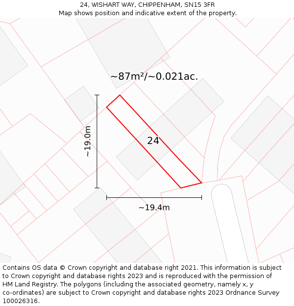 24, WISHART WAY, CHIPPENHAM, SN15 3FR: Plot and title map