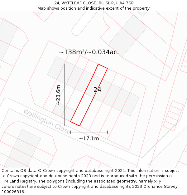 24, WYTELEAF CLOSE, RUISLIP, HA4 7SP: Plot and title map