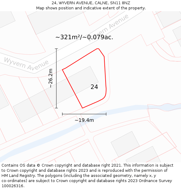 24, WYVERN AVENUE, CALNE, SN11 8NZ: Plot and title map