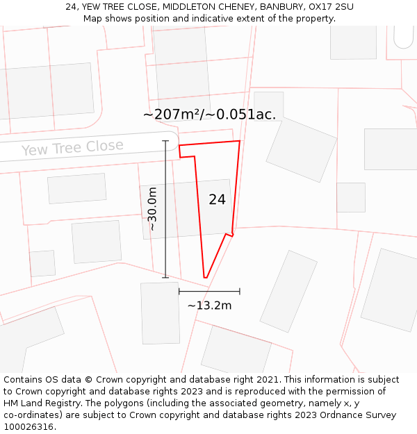 24, YEW TREE CLOSE, MIDDLETON CHENEY, BANBURY, OX17 2SU: Plot and title map