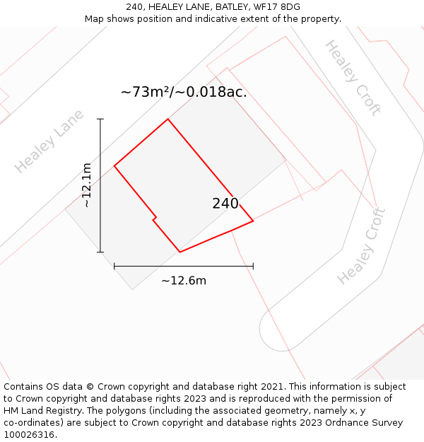 240, HEALEY LANE, BATLEY, WF17 8DG: Plot and title map
