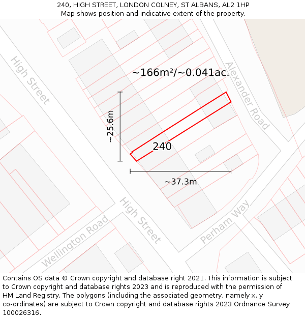 240, HIGH STREET, LONDON COLNEY, ST ALBANS, AL2 1HP: Plot and title map