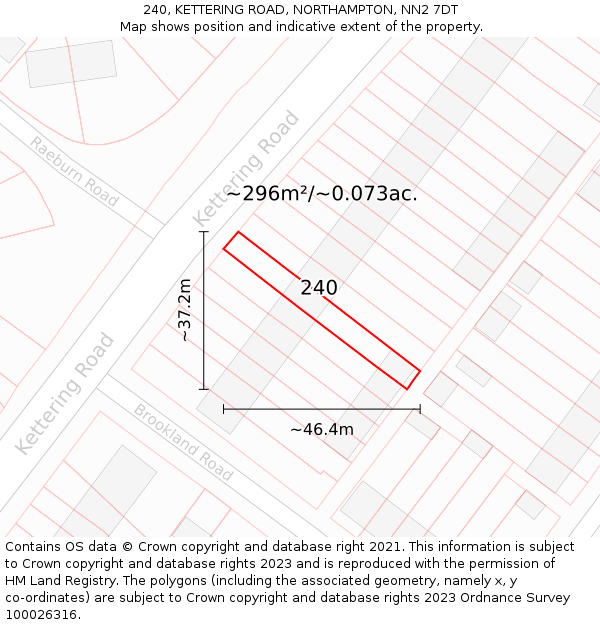 240, KETTERING ROAD, NORTHAMPTON, NN2 7DT: Plot and title map