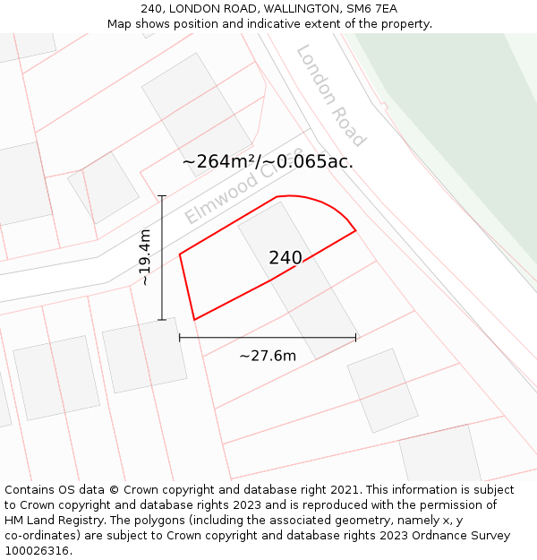 240, LONDON ROAD, WALLINGTON, SM6 7EA: Plot and title map