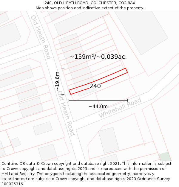 240, OLD HEATH ROAD, COLCHESTER, CO2 8AX: Plot and title map