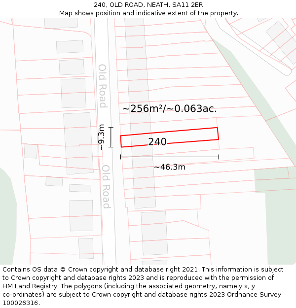 240, OLD ROAD, NEATH, SA11 2ER: Plot and title map