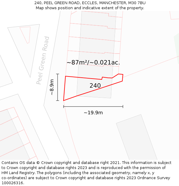 240, PEEL GREEN ROAD, ECCLES, MANCHESTER, M30 7BU: Plot and title map