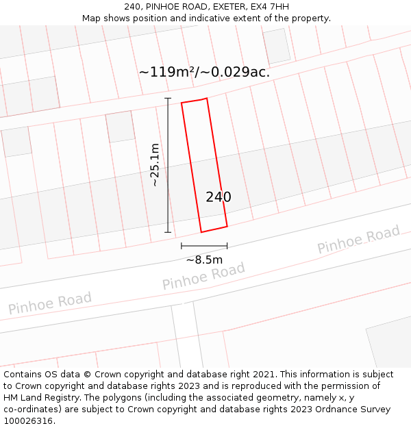 240, PINHOE ROAD, EXETER, EX4 7HH: Plot and title map