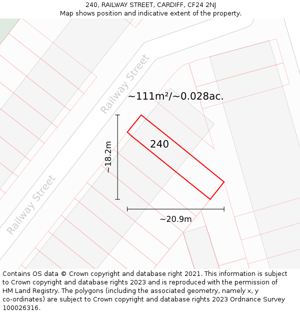240, RAILWAY STREET, CARDIFF, CF24 2NJ: Plot and title map