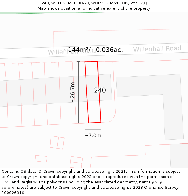 240, WILLENHALL ROAD, WOLVERHAMPTON, WV1 2JQ: Plot and title map