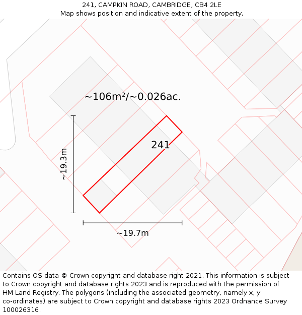 241, CAMPKIN ROAD, CAMBRIDGE, CB4 2LE: Plot and title map