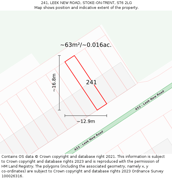 241, LEEK NEW ROAD, STOKE-ON-TRENT, ST6 2LG: Plot and title map
