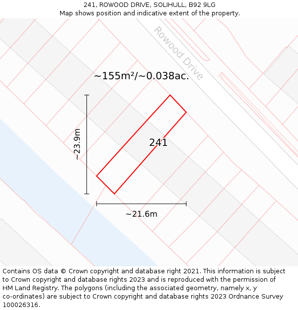241, ROWOOD DRIVE, SOLIHULL, B92 9LG: Plot and title map