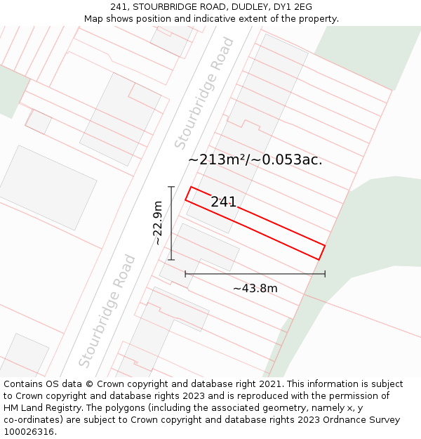 241, STOURBRIDGE ROAD, DUDLEY, DY1 2EG: Plot and title map