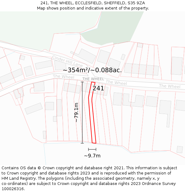 241, THE WHEEL, ECCLESFIELD, SHEFFIELD, S35 9ZA: Plot and title map