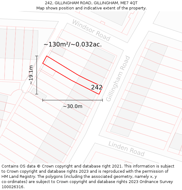 242, GILLINGHAM ROAD, GILLINGHAM, ME7 4QT: Plot and title map