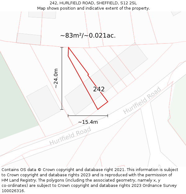 242, HURLFIELD ROAD, SHEFFIELD, S12 2SL: Plot and title map