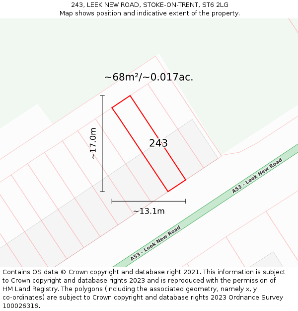 243, LEEK NEW ROAD, STOKE-ON-TRENT, ST6 2LG: Plot and title map