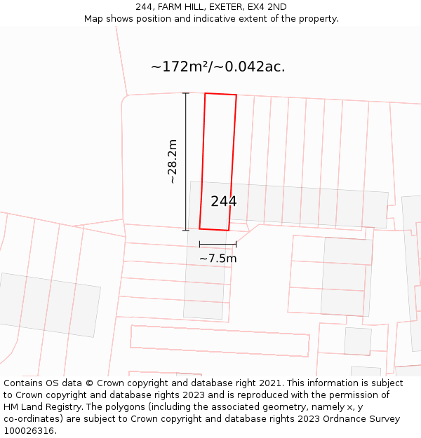244, FARM HILL, EXETER, EX4 2ND: Plot and title map