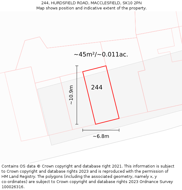 244, HURDSFIELD ROAD, MACCLESFIELD, SK10 2PN: Plot and title map