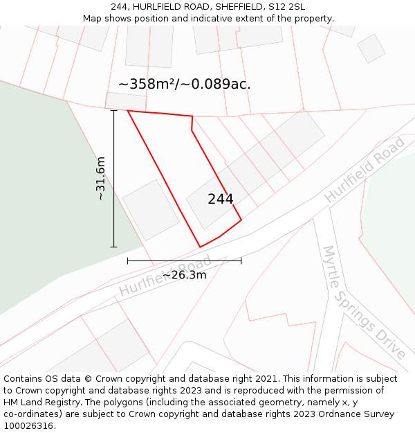 244, HURLFIELD ROAD, SHEFFIELD, S12 2SL: Plot and title map