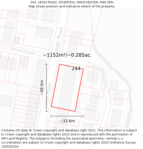 244, LEIGH ROAD, ATHERTON, MANCHESTER, M46 0PN: Plot and title map