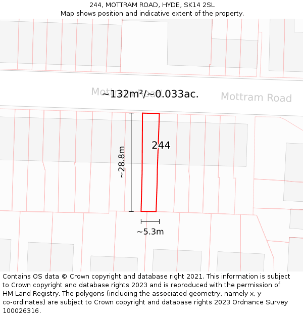 244, MOTTRAM ROAD, HYDE, SK14 2SL: Plot and title map