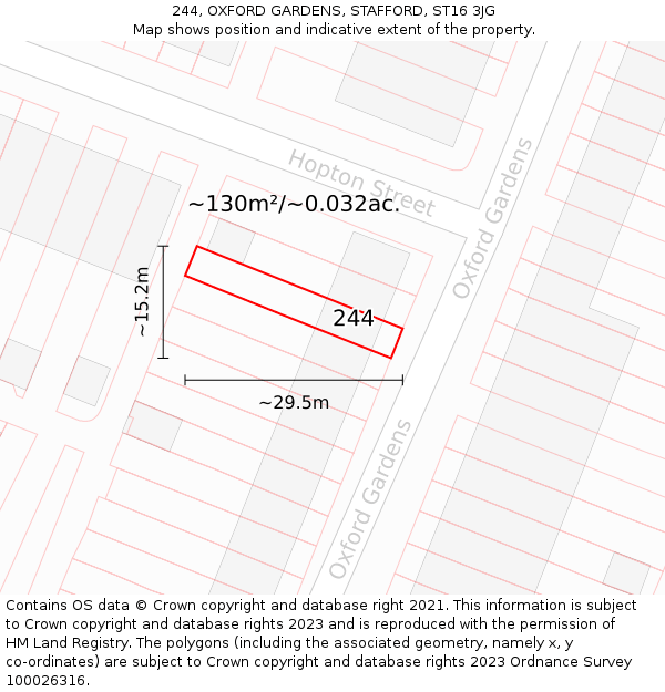 244, OXFORD GARDENS, STAFFORD, ST16 3JG: Plot and title map