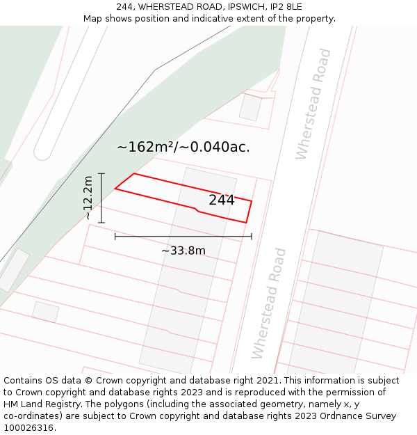 244, WHERSTEAD ROAD, IPSWICH, IP2 8LE: Plot and title map