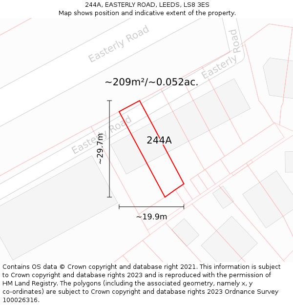 244A, EASTERLY ROAD, LEEDS, LS8 3ES: Plot and title map