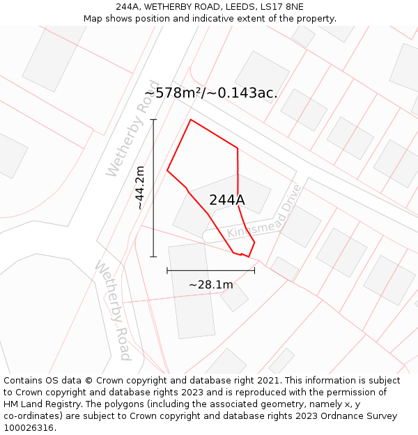 244A, WETHERBY ROAD, LEEDS, LS17 8NE: Plot and title map