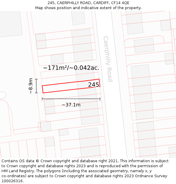 245, CAERPHILLY ROAD, CARDIFF, CF14 4QE: Plot and title map