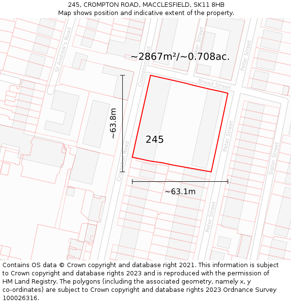 245, CROMPTON ROAD, MACCLESFIELD, SK11 8HB: Plot and title map