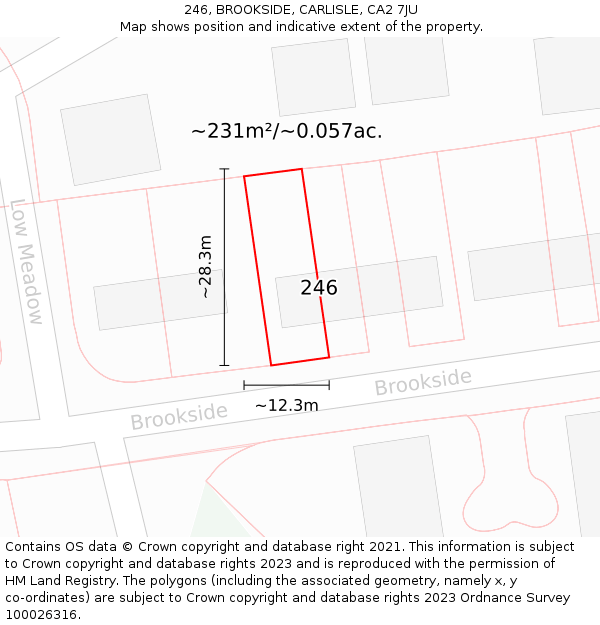 246, BROOKSIDE, CARLISLE, CA2 7JU: Plot and title map
