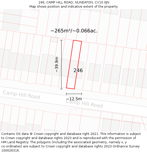 246, CAMP HILL ROAD, NUNEATON, CV10 0JN: Plot and title map
