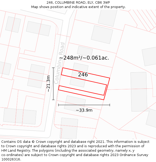 246, COLUMBINE ROAD, ELY, CB6 3WP: Plot and title map