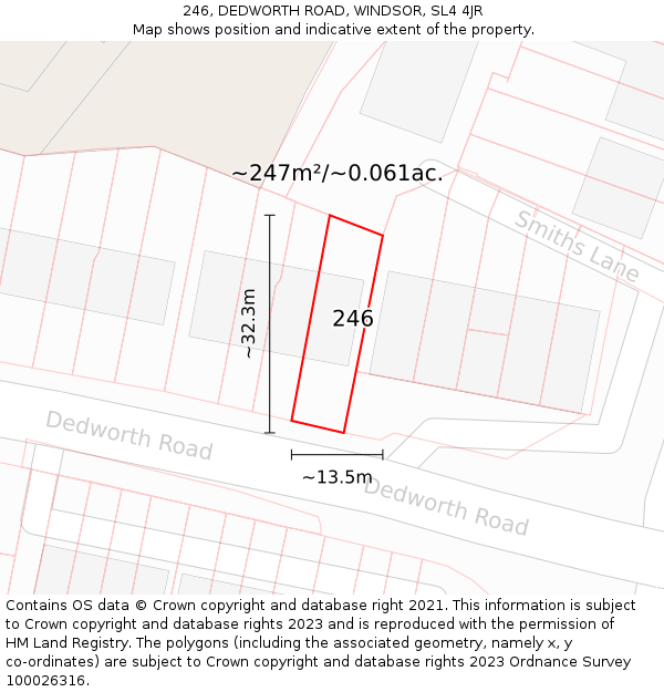 246, DEDWORTH ROAD, WINDSOR, SL4 4JR: Plot and title map