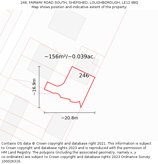 246, FAIRWAY ROAD SOUTH, SHEPSHED, LOUGHBOROUGH, LE12 9BQ: Plot and title map