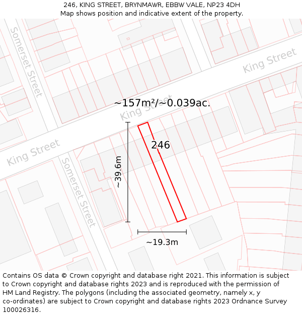246, KING STREET, BRYNMAWR, EBBW VALE, NP23 4DH: Plot and title map