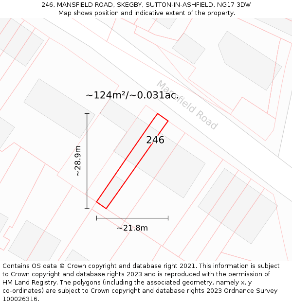 246, MANSFIELD ROAD, SKEGBY, SUTTON-IN-ASHFIELD, NG17 3DW: Plot and title map