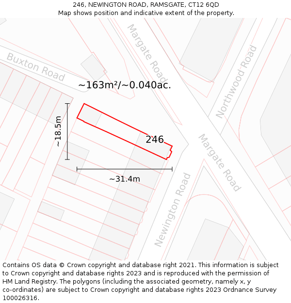 246, NEWINGTON ROAD, RAMSGATE, CT12 6QD: Plot and title map