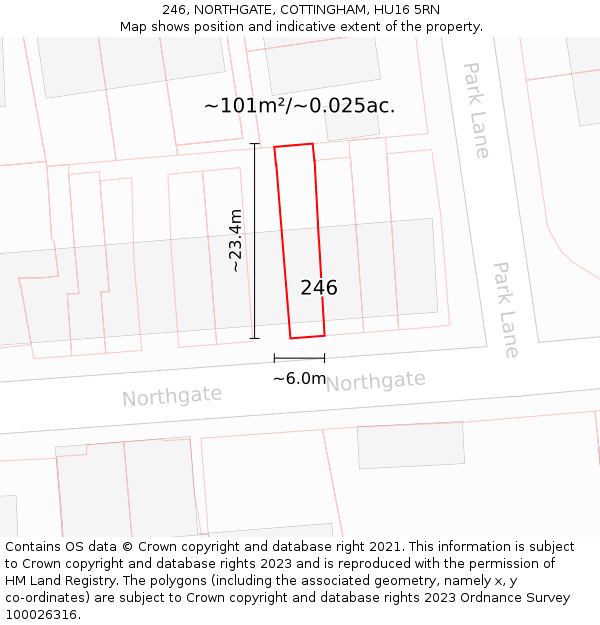 246, NORTHGATE, COTTINGHAM, HU16 5RN: Plot and title map