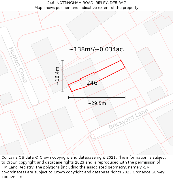 246, NOTTINGHAM ROAD, RIPLEY, DE5 3AZ: Plot and title map