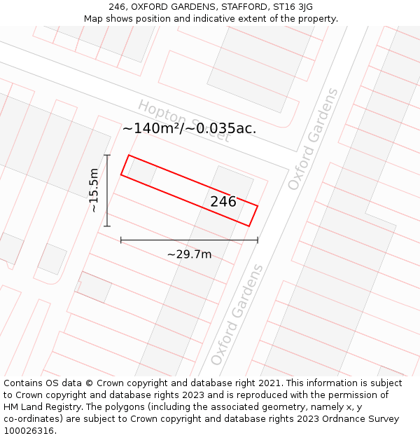 246, OXFORD GARDENS, STAFFORD, ST16 3JG: Plot and title map