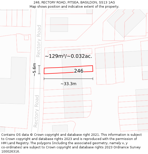 246, RECTORY ROAD, PITSEA, BASILDON, SS13 1AG: Plot and title map