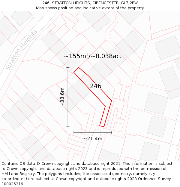 246, STRATTON HEIGHTS, CIRENCESTER, GL7 2RW: Plot and title map