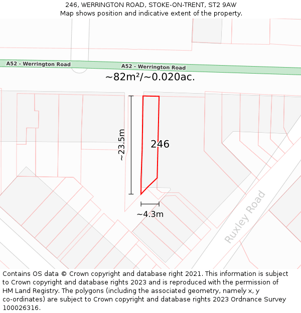 246, WERRINGTON ROAD, STOKE-ON-TRENT, ST2 9AW: Plot and title map