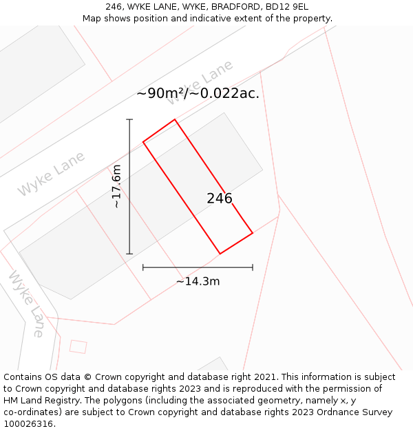 246, WYKE LANE, WYKE, BRADFORD, BD12 9EL: Plot and title map