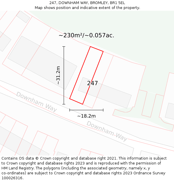 247, DOWNHAM WAY, BROMLEY, BR1 5EL: Plot and title map
